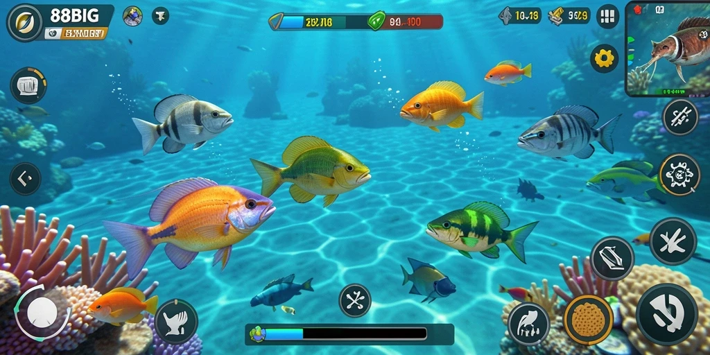 Tampilan gameplay 88BIG yang menarik saat menembak ikan.