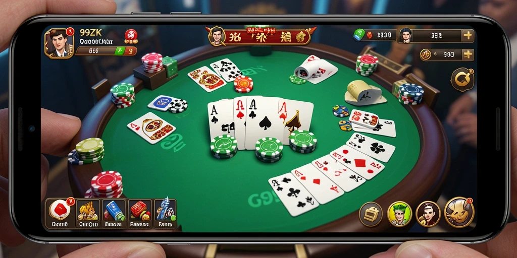 Screenshot gameplay 99ZK menampilkan suasana permainan QiuQiu yang seru.
