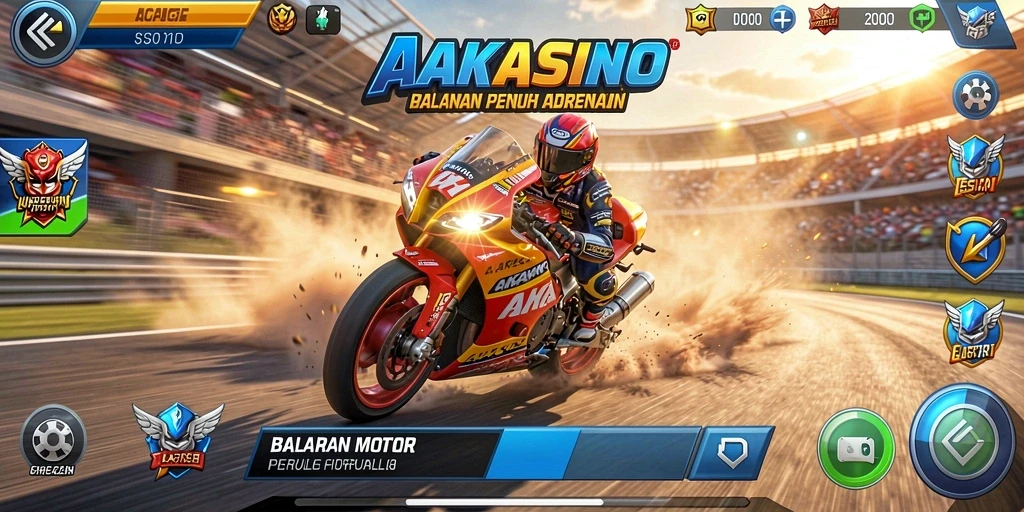 Tampilan gameplay balapan motor yang mendebarkan di AAKASINO.