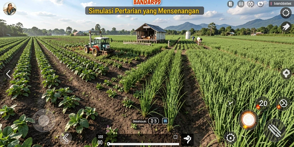 Tampilan gameplay BANDAR99 yang mempesona dengan kebun yang subur.
