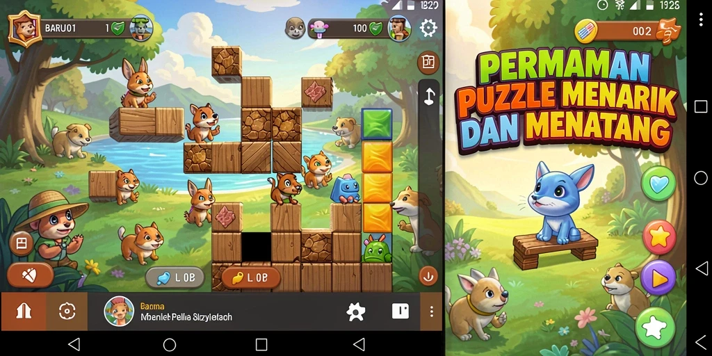 Screenshot utama BARU01 menampilkan gameplay Puzzle yang mendebarkan.
