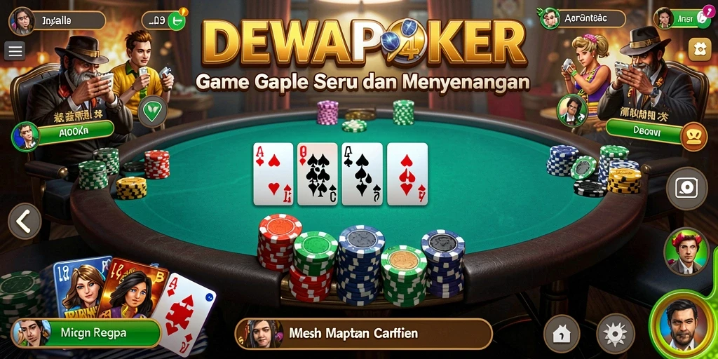 Tampilan menarik dari gameplay Gaple di DEWAPOKER.
