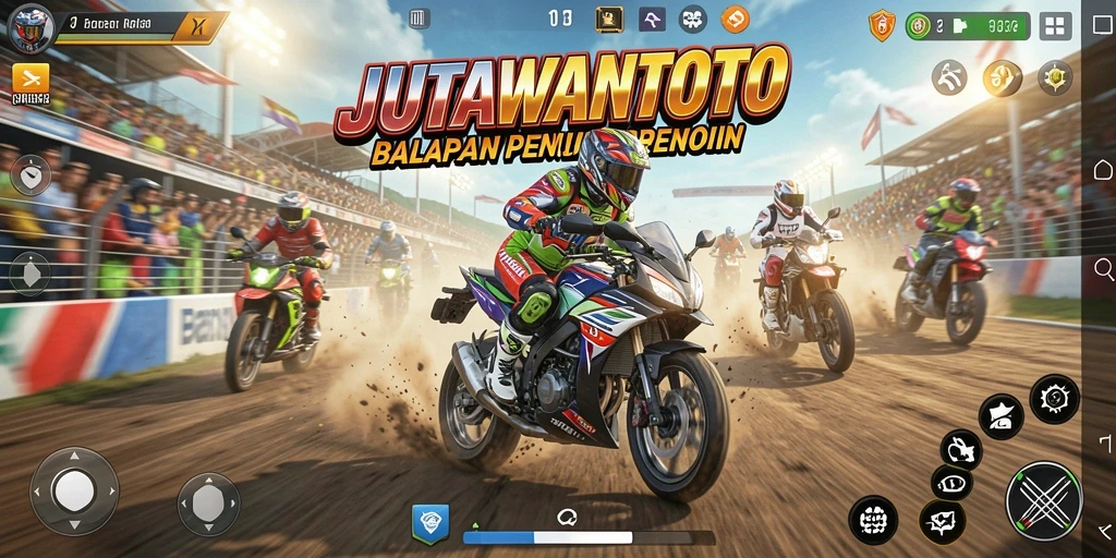 Tampilan gameplay seru di JUTAWANTOTO saat balapan.