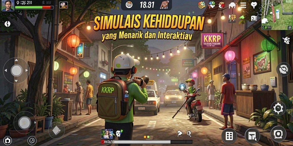 Tampilan gameplay KKRP yang menakjubkan menunjukkan interaksi dan aktivitas yang seru.