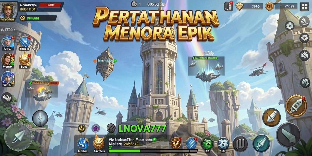 Tampilan gameplay LNOVA777 menara pertahanan yang seru.