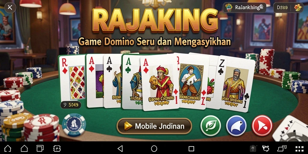 Gameplay seru dari RAJAKING yang menampilkan Domino klasik.