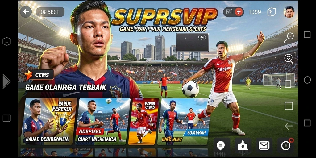 Tampilan gameplay SUPERSVIP yang memukau dan penuh aksi olahraga.