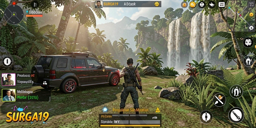 Tampilan gameplay SURGA19 yang menampilkan interaksi karakter dan lingkungan.