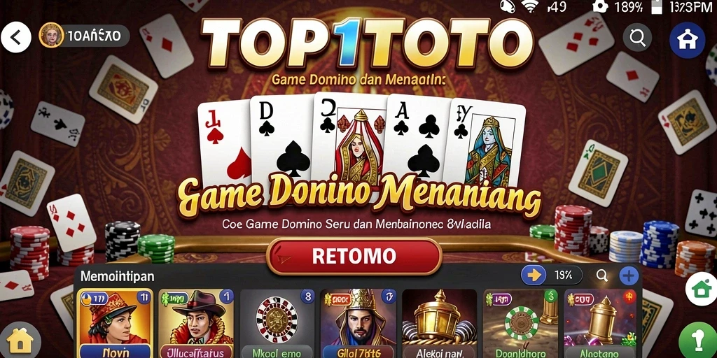 Tampilan gameplay menarik dari TOP1TOTO saat bermain Domino.