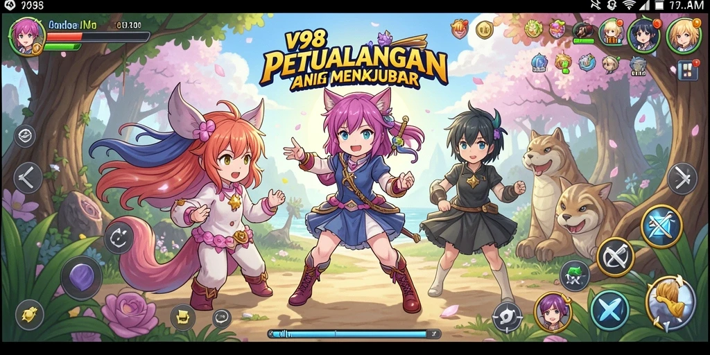Tangkapan layar V98 menampilkan aksi karakter dalam pertempuran yang mendebarkan.
